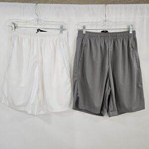 Pressei Workout Shorts Men's S Drawstring Pockets 2 pairs 1 gray 1 white NWOT